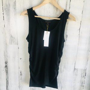 NWT Capsule 121 Bopp Ribbed Knit Ruched Sides Tank Top Luxury SAKS Black M